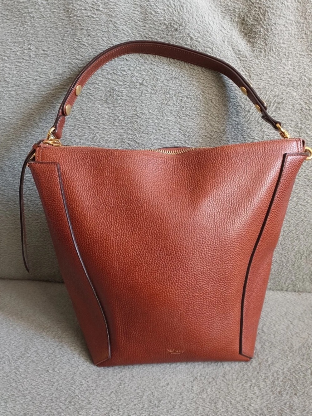 Mulberry Cognac Pebbled Leather Shoulder Bag